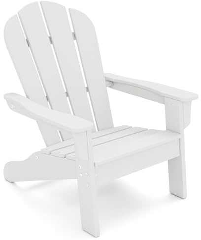 COSTWAY Adirondack Stuhl Kinder, Adirondack Chair wetterfest aus HDPE, Gartenstuhl mit ergonomischer Rückenlehne & Armlehnen, Outdoor-Stuhl für Jungen & Mädchen von 3–8 Jahren (Weiß)