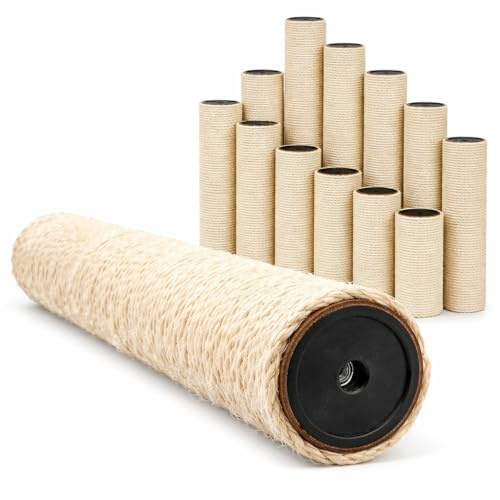 eyepower Ø 9,2 cm: Colonna Tiragraffi di Ricambio 15 cm Filetto M10 - Accessorio per Albero per Gatti - Palo in Sisal con Nucleo Stabile - Pilastro Resistente Riparazione Graffiatoio Gatto Grattino