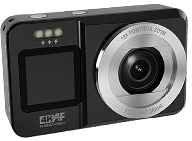 4K 64MP Digital Camera Double Screen 18X Zoom Portable for Teens Travel & Outdoor Photography Double Screen Camera for Travel Photography