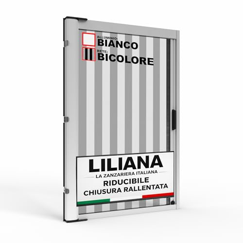 Zanzariera a Rullo LILIANA L 150 x H 250cm Laterale Riducibile per Porta Finestre Con Chiusura Rallentata e Magnetica - Bianco RAL9010 con Rete in Fibra di Vetro Bicolore - Made in italy