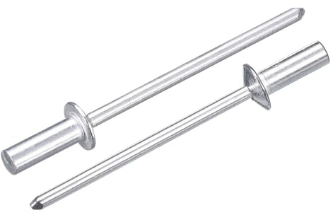 QUARKZMAN 100 Stück Blindnieten 1/8x3/8 Aluminium Popnieten Mit Geschlossenem Ende Und Rundkopf Grip Nieten Mit Geschlossenem Ende Für DIY Blech Auto-Reparaturen Möbel Und Boote (Silber)