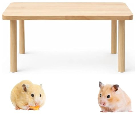 Holz Plattform für Kleintiere, Hamster Kletter- und Balancier Spielzeug - Robuste Hamsterkäfig Zubehör, Chinchilla & Meerschweinchen Klettergerüst aus Holz, Terrassen-Deko und Aktivitätsplattform
