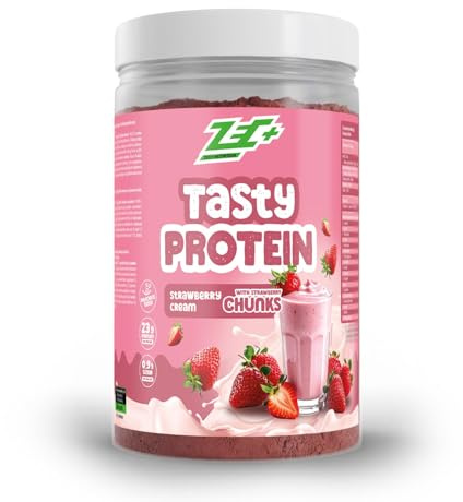 ZEC+ Tasty Protein 450g – Mehrkomponenten Proteinpulver mit Whey & Casein – Cremiger Eiweiß Shake mit hohem Proteingehalt – Made in Germany (Strawberry Cream)