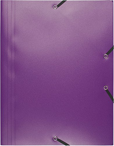 Exacompta 55918E 10er Pack Einschlagmappen aus Kunststoff mit 3 Klappen und 2 Gummizügen, 24 x 32 cm, DIN A4, violett Sammelmappe Dokumentenmappe für Büro und Schule