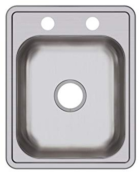 Elkay Dayton D117212 Single Bowl Top Mount Bar Sink, 17 x 21, Stainless Steel