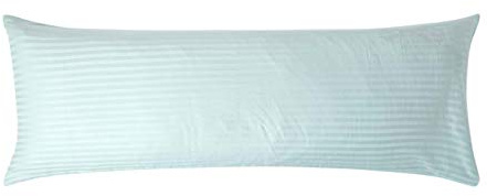 HOMESCAPES Light Blue Pure Egyptian Cotton Body Pillowcase 330 TC 500 Thread Count Percale Equivalent Satin Stripe Long Pillow Case for Nursing Pregnancy and Elderly Support
