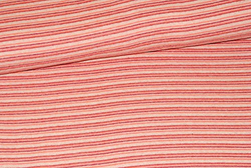 alles-meine.de GmbH 1 m * 1,10 m - Stoff - Jersey/Baumwolljersey - Streifen rosa & pink - warm angeraut - gestreift - Winter Baumwolle - z.B. für Shirts u.v.m. Stoffe Meterware..