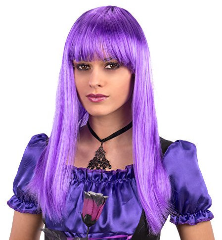 Carnival Toys 2498 Perücke Lang mit Fransen, Lila, one Size