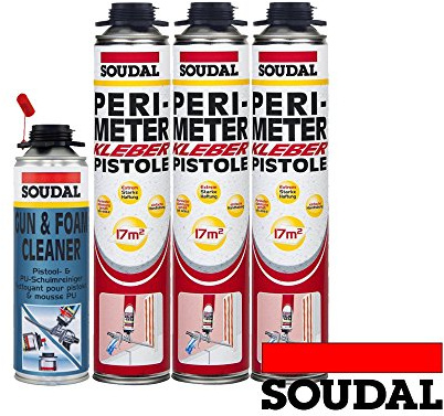 Soudal Kombi Set 3 x Perimeterkleber 750ml Dose + 1 x Soudal PU- Reiniger 500ml Dose
