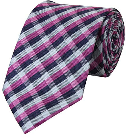 Fabio Farini - Elegante Herren Krawatte kariert - 8cm Breite in verschiedenen Farben - Schlips mit Karomuster Mehrfarbig Magenta Dunkelblau Weiß