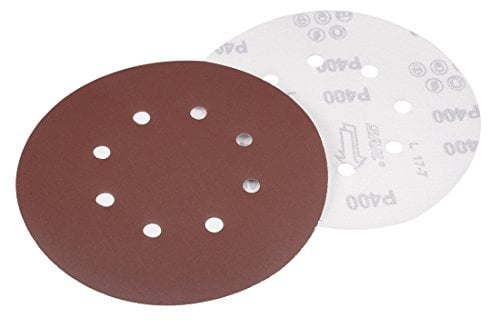 Sourcingmap 10Pcs 7 inch 8 Hole Hook and Loop Sanding Disc 400 Grit Flocking Sandpaper Random Orbital Sander Paper