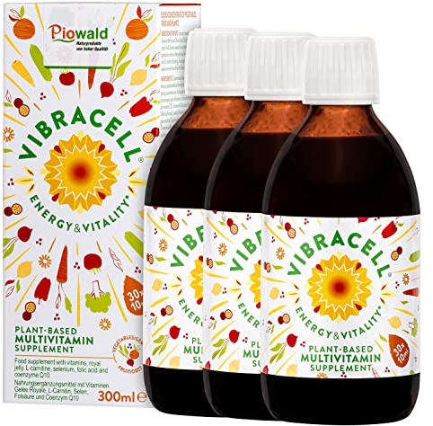 Vibracell® Sparpack (3x 300ml) | Flüssiges Multi Vital Konzentrat mit Obst und Gemüse + Vibracell® Glas