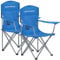 SONGMICS Campingstuhl 2er Set, Klappstuhl Outdoor, Angelstuhl, hohe Rückenlehne, Armlehnen, Getränkehalter, klappbar, bis 150 kg belastbar, Camping Garten Terrasse, blau GCB08BU