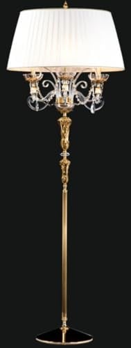 Casa Padrino Luxus Barock Stehleuchte Gold/Weiß Ø 65 x H. 185 cm - Elegante Barockstil Stehlampe mit edlem Kristallglas - Barock Möbel