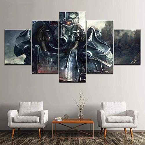 Leinwanddrucke 5 Stück Leinwand Bilder Wanddeko Wand Wohnzimmer Wanddekoration Fallout Poster Deko Hd Poster Kunstwerke Malerei 150X80 cm