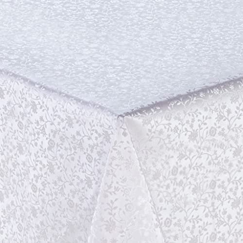 Home Direct Embossed Rectangular Oilcloth PVC Wipe Clean Tablecloth 140cm x 180cm 55x70 White