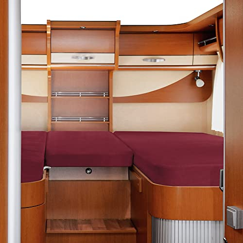 Erwin Müller Spannbettlaken 3er-Set für Wohnmobil oder Wohnwagen - Heckbett, Burgund Größe 70x190 cm - 85x210 cm (2X) + 35x130-50x145 - Multi-Stretch Jersey