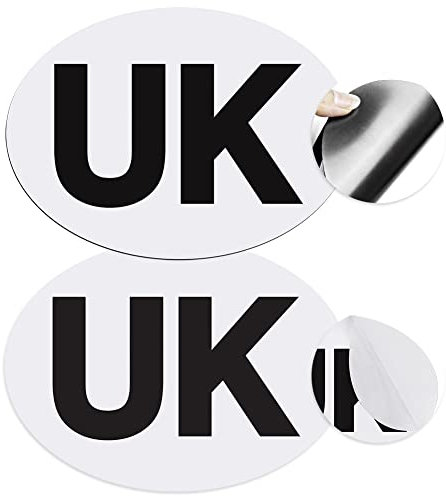 Onarway UK Oval Car Stickers, 1 Thick Magnetic UK Stickers and 1 Self-adhesive UK Stickers for Cars, Vans, Trucks, No Melting No Blow off No Scratching, for Driving in Europe