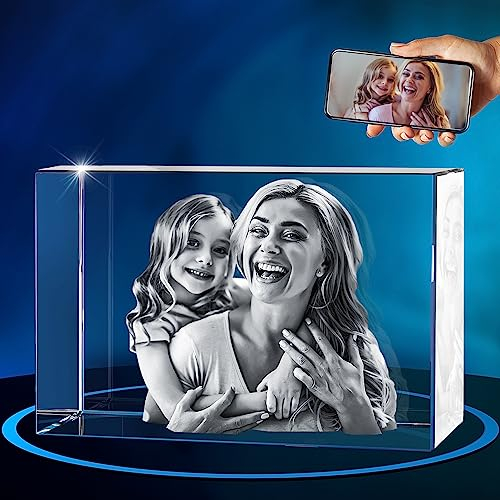 ArtPix 3D Crystal Photo, regalo personalizado con su propia foto, imagen grabada con láser 3D, cristal rectangular grabado, regalos de cumpleaños conmemorativos para mamá, papá