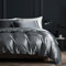 Boqingzhu Satin Bettwäsche 220×240cm Grau Dunkelgrau Anthrazit Uni Einfarbig Glatt Glänzend Luxus Seide Bettwäsche Set Bettbezug mit Reißverschluss und 2 Kissenbezüge 80x80cm
