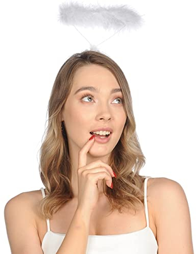 Hatstar Heiligenschein weiß Haarreif | Haarreifen für Engelskostüm | Haarschmuck für Engel | Christkind Accessoire für Kinder, Damen & Herren | Kopfschmuck zu Karneval, Fasching & Motto Party