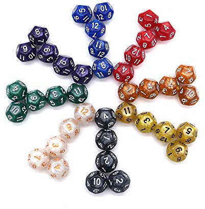 Fasizi Confezione da 40 dadi assortiti da 12 lati - Assortimento multicolore di dadi poliedrici D12 (8 colori, 5 pezzi per 1 colore