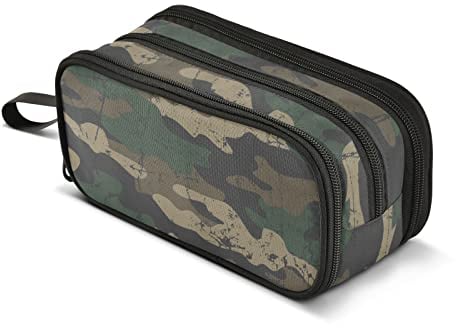 CHIFIGNO Große Kapazität Camouflage Grunge Federmäppchen Reißverschluss Federmäppchen Beutel Halter Box Kosmetik Make-up Tasche Reisetasche für Mädchen Junge Business Büro