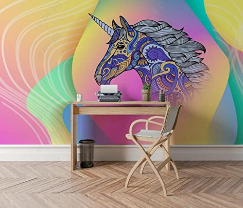 Fototapete 3D Effekt Farbverlauf Einhorn Tapeten 3D Effekt Vliestapete Wohnzimmer Schlafzimmer Wandbilder Wanddeko