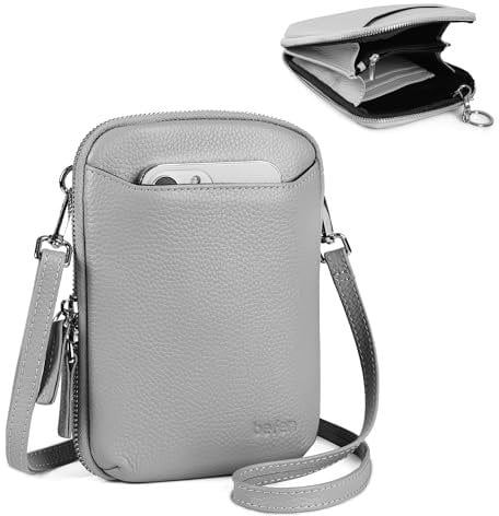befen Handy Umhängetasche, Multifunktionale Handytasche mit Vielen Fächern und Kartenfächer Handytasche zum Umhängen Damen für Tägliches Arbeiten Einkaufen Reisen Phone 14 Pro, Hellgrau