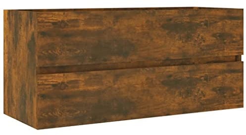 vidaXL Mueble Lavabo Armario Tocador Fregadero Lavamanos Aseo Cuarto de Baño Inodoro Ducha Bañero Madera Contrachapada Roble Ahumado 100x38,5x45 cm