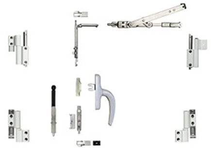 FAPIM GAU05047 Kit oscillo-battant Galicube 2 V crémone Nefer midi-Compas Moyen 562 à 1200 mm-Gris 9006-1331GA_G5