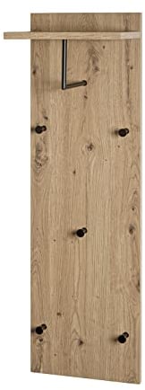 HAKU Möbel Wandgarderobe Eiche, schwarz, MDF, Metall - Maße: B 30 cm x H 100 cm x T 20 cm, Style: Modern