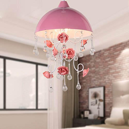 CAZARU Facile à Installer Lustres Lustre en Cristal Moderne Rose Fleur Rose Chambre d'enfants Lampe De Salle À Manger, Éclairage De Lustre De Chambre