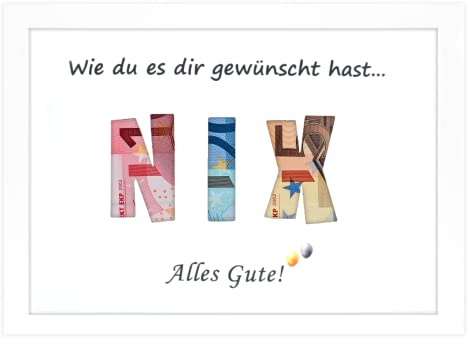 Geldgeschenk für alle die Nichts wollen, Geldgeschenke Verpackung, Coole Geschenkideen für Männer und Frauen, NIX Geld Geschenk für Geburtstage und Hochzeiten (Weiß)