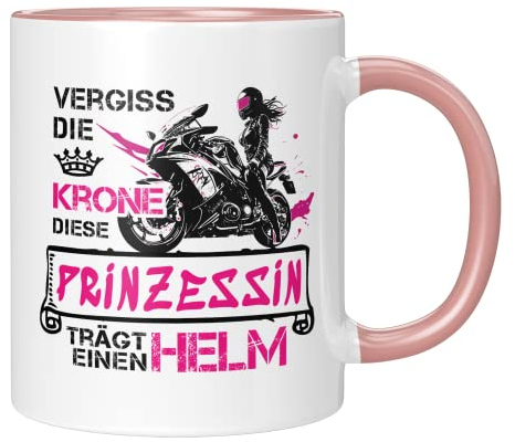 TassenTicker - Motorrad Tasse - Geschenke für Frauen Freundin Frau - Motorradfahrerin - Geschenkidee - Kaffeetasse - lustig - Bikerin - Becher (Rosa)