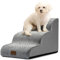 COZY KISS Hundetreppe für Kleine Hunde 40cm, Haustiertreppe für Couch aus Hochdichtem Schwamm, Hunde Treppe Hunderampe mit Waschbarem Bezug und Rutschfestem Boden, 40x57x40cm, 3 Stufen, Grau