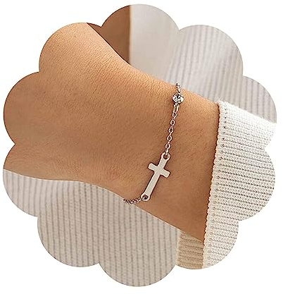 Yienate Einzigartige Winzige Kreuz Armbänder Kette Silber Kreuz Hand Kette Boho Kreuz Handgelenk Kette Zierlich Winzigen Cz Strass Link Kreuz Sklave Armbänder Für Frauen Und Mädchen