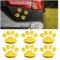 JNNJ 6 Stück Hundepfotenabdruck Als Aufkleber für Die Autodekoration, Niedliches Tier Bär Pfotenabdruck Auto-Emblem, 3D-Tierpfotenaufkleber für Autofenster(Gold)