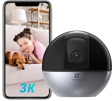 EZVIZ 3K Indoor Security Camera, 5GHz 2.4GHz WiFi Pet Human Detection Sound/Bark Detection 360° Pan Tilt, Auto Zoom Tracking, Two Way Calls, 512GB