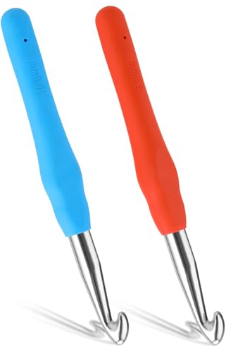 Lusofie 2 Stück Große Häkelnadeln 10 mm 9 mm Verlängerte Häkelnadel Crochet Hook Häkelnadel Crochet Hook Ergonomische Soft Grip Strickhäkelnadeln für Anfänger DIY Stricken Häkeln