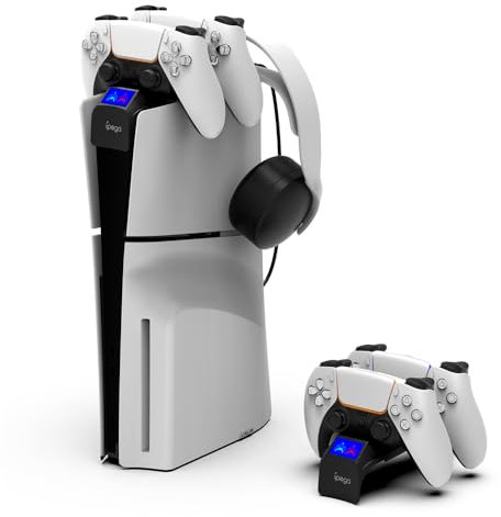 Doppia Base di Ricarica Dock per PS5 Slim Joystick Controller Wireless Stazione di Ricarica Veloce per Sony PlayStation5 Slim Gamepad Con Indicatore di Ricarica Caricatore