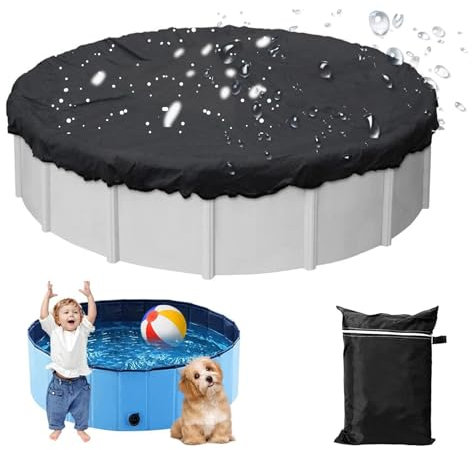 Round Swimming Pool Cover with Drawstring,Solar Pool Covers for Above Ground Pools, 210D Oxford Summer Waves Hot Tub Pool Protecto rfor Outdoor Garden (Size:8FT(243 * 20CM),Color:Black)