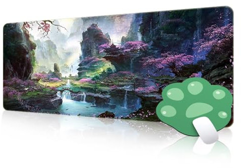 FAIRYGATE Mauspad xxl gaming 900x400 Schreibtisch Deko Großes Mauspad mit Wasserdicht Genähte Kanten für Gaming Arbeit Büro Zuhause Glatte Oberfläche und Rutschfester Gummiboden B6611-L
