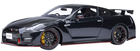 AUTOart 2022 Nissan GT-R (R35) Nismo Special Edition RHD (Rechtslenker) Meteor Flake Black Pearl mit Carbon-Haube und Top 1/18 Modellauto