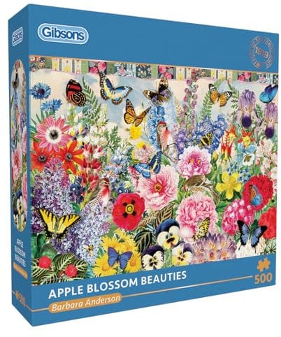 Apple Blossom Beauties | 500 Piece Jigsaw Puzzle | Butterfly and Flower Garden Puzzle | Sustainable Jigsaw Puzzle for Adults | Premium 100% Recycled Board | Great Gift for Adults | Gibsons Games