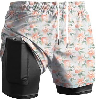 Viisendy Pro Herren 2-in-1 Laufshorts Workout Bodybuilding Trainingsshorts 3 Zoll Outdoor Marathon Joggingshorts Rot XL
