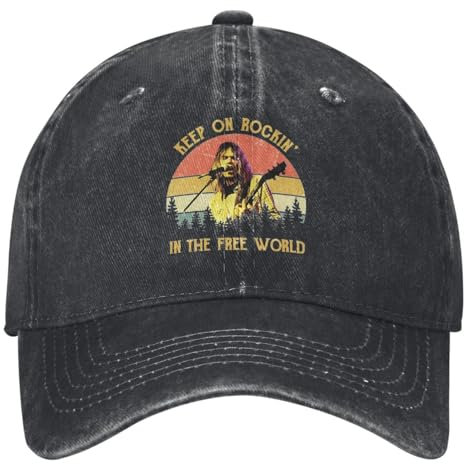 WVVCXCC Baseballmütze Unisex Neil Young Denim Kunst Klassisch Laufen Hippie Trucker Hut Sommer Männer Frauen Casual Sonnenschirm Outdoor Geschenke