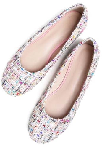 SAILING LU Womens Pointed Toe Ballet Flats Comfortable Solid Flat Shoes for Women Work Slip-Ons, J269-pink, 8 UK