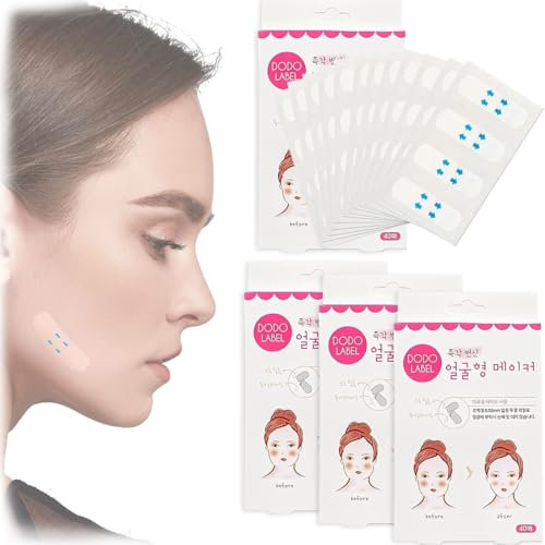 ZKGYUS 160 PCS Visage De Levage Autocollant, Ruban Adhésif De Lifting Du Visage Mince Invisible Visage Mince Autocollants V-Forme Face Lift Bande Maquillage Face Lift Outils pour Le Visage