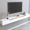 Ahtadums Massivholz TV Lowboard Hängend Weiss, TV Schrank hängend mit 2 Schubladen TV Board hängend Hängeschrank Wandregal komplett montiert (White, 200cm)